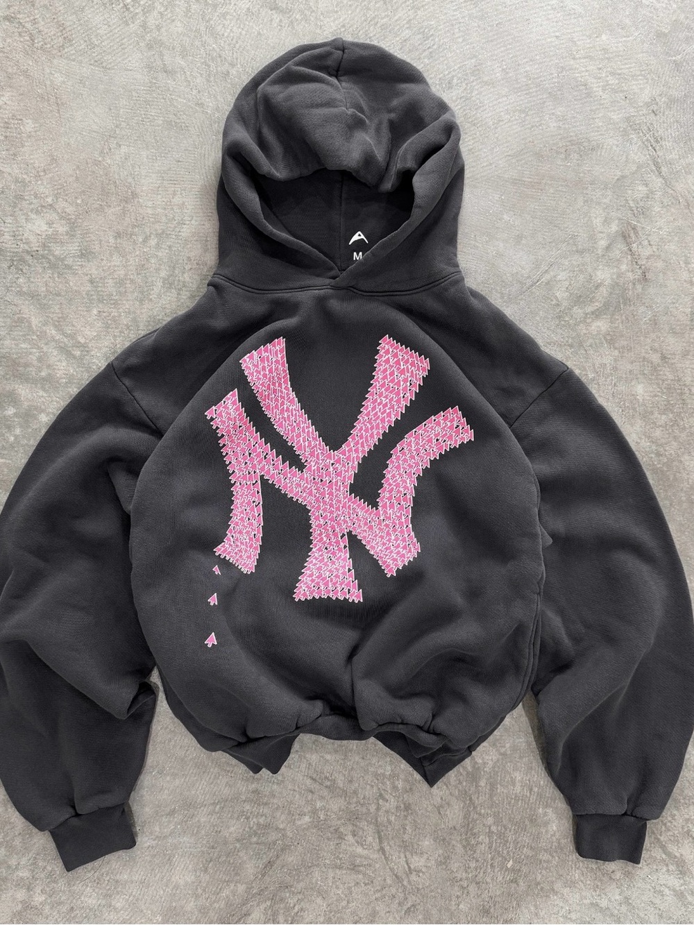 Women's Black Crewneck Hoodie with Pink NY Logo